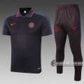 6Calcio: Maglietta Polo Shirts Psg Paris Saint Germain Manica Corta + Pantaloni Nera - Grigia C426# 2020 2021