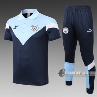 6Calcio: Maglietta Polo Shirts Tottenham Hotspur Manica Corta + Pantaloni Azzurro C434# 2020 2021