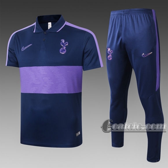 6Calcio: Maglietta Polo Shirts Tottenham Hotspur Manica Corta + Pantaloni Porpora C436# 2020 2021