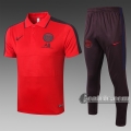 6Calcio: Maglietta Polo Shirts Psg Paris Saint Germain Manica Corta + Pantaloni Rossa C442# 2020 2021