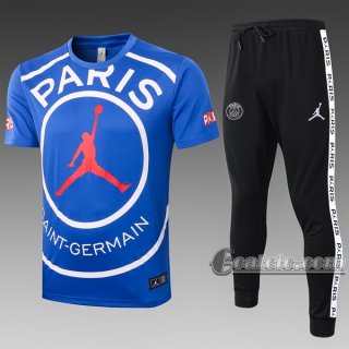 6Calcio: Maglietta Polo Shirts Air Jordan * Psg Paris Manica Corta + Pantaloni Azzurra C452# 2020 2021