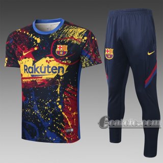 6Calcio: Maglietta Polo Shirts Fc Barcellona Manica Corta + Pantaloni Nera C454# 2020 2021