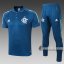 6Calcio: Maglietta Polo Shirts Flamen Manica Corta + Pantaloni Azzurra Marino C459# 2020 2021
