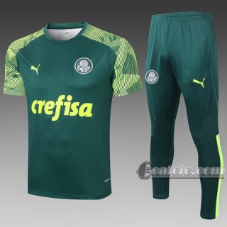 6Calcio: Maglietta Polo Shirts Palmeiras Manica Corta + Pantaloni Verde Scuro C481# 2020 2021