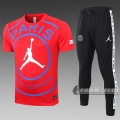6Calcio: Maglietta Polo Shirts Air Jordan * Psg Paris Manica Corta + Pantaloni Rossa C484# 2020 2021