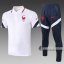 6Calcio: Maglietta Polo Shirts Francia Manica Corta + Pantaloni Bianca C487# 2020 2021