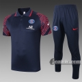 6Calcio: Maglietta Polo Shirts Psg Paris Saint Germain Manica Corta + Pantaloni Azzurra Marino - Rossa C492# 2020 2021