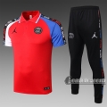 6Calcio: Maglietta Polo Shirts Air Jordan * Psg Paris Manica Corta + Pantaloni Rossa C501# 2020 2021