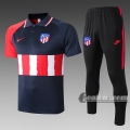 6Calcio: Maglietta Polo Shirts Atletico Madrid Manica Corta + Pantaloni Azzurra Marino - Rossa Bianca C507# 2020 2021