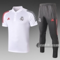 6Calcio: Maglietta Polo Shirts Real Madrid Manica Corta + Pantaloni Bianca C512# 2020 2021
