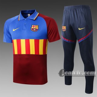 6Calcio: Maglietta Polo Shirts Fc Barcellona Manica Corta + Pantaloni Azzurra - Rossa - Gialla C515# 2020 2021