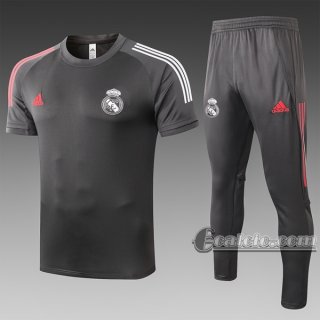 6Calcio: Maglietta Polo Shirts Real Madrid Manica Corta + Pantaloni Grigio Scuro C516# 2020 2021
