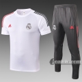 6Calcio: Maglietta Polo Shirts Real Madrid Manica Corta + Pantaloni Bianca C518# 2020 2021