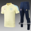 6Calcio: Maglietta Polo Shirts Arsenal Manica Corta + Pantaloni Gialla C519# 2020 2021