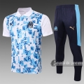 6Calcio: Maglietta Polo Shirts Olympique Marsiglia Manica Corta + Pantaloni Bianca C522# 2020 2021