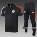6Calcio: Maglietta Polo Shirts Bayern Munchen Manica Corta + Pantaloni Nera C532 2020 2021
