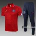 6Calcio: Maglietta Polo Shirts Psg Paris Saint Germain Manica Corta + Pantaloni Rossa - C535 2020 2021