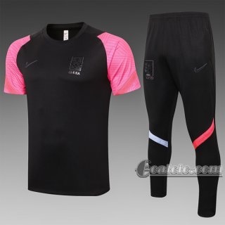 6Calcio: Maglietta Polo Shirts Corea Manica Corta + Pantaloni Nera C538 2020 2021