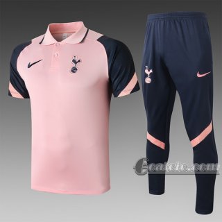 6Calcio: Maglietta Polo Shirts Tottenham Hotspur Manica Corta + Pantaloni Rosa C545 2020 2021