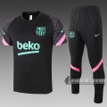 6Calcio: Maglietta Polo Shirts Fc Barcellona Manica Corta + Pantaloni Nera C556 2020 2021