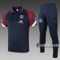 6Calcio: Maglietta Polo Shirts Psg Paris Saint Germain Manica Corta + Pantaloni Azzurra Scuro C557 2020 2021