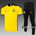 6Calcio: Maglietta Polo Shirts Borussia Dortmund Manica Corta + Pantaloni Gialla C558 2020 2021