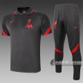 6Calcio: Maglietta Polo Shirts Fc Liverpool Manica Corta + Pantaloni Grigio Scuro C564 2020 2021