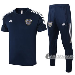 6Calcio: Maglietta Polo Shirts Boca Juniors Manica Corta + Pantaloni Azzurra Scuro C570 2020 2021