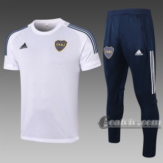 6Calcio: Maglietta Polo Shirts Boca Juniors Manica Corta + Pantaloni Bianca C571 2020 2021