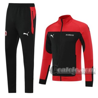 6Calcio: Sportswear Giacca Nuova Del Ac Milan Full-Zip Rossa Nera Jk15 2021 2022