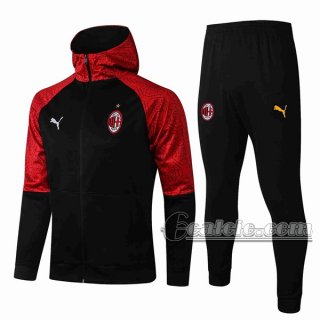 6Calcio: Sportswear Giacca Nuova Del Ac Milan Cappuccio Hoodie Full-Zip Nera Jk25 2021 2022