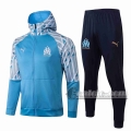 6Calcio: Sportswear Giacca Nuova Del Olympique Marsiglia Cappuccio Hoodie Full-Zip Azzurro Jk26 2021 2022