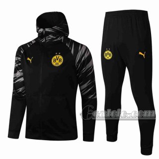 6Calcio: Sportswear Giacca Nuova Del Borussia Dortmund Cappuccio Hoodie Full-Zip Nera Jk28 2021 2022