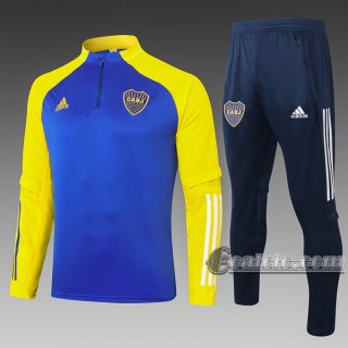 6Calcio: Felpa Tuta Boca Juniors Half-Zip Azzurra Scuro Gialla B427 2020 2021