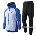 6Calcio: Giacca Tuta Nike Cappuccio Hoodie Full-Zip Grigia Azzurra 2020 2021