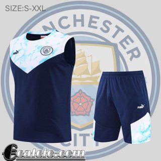 Senza maniche Manchester City blu bianco Uomo 2022 23 PL502